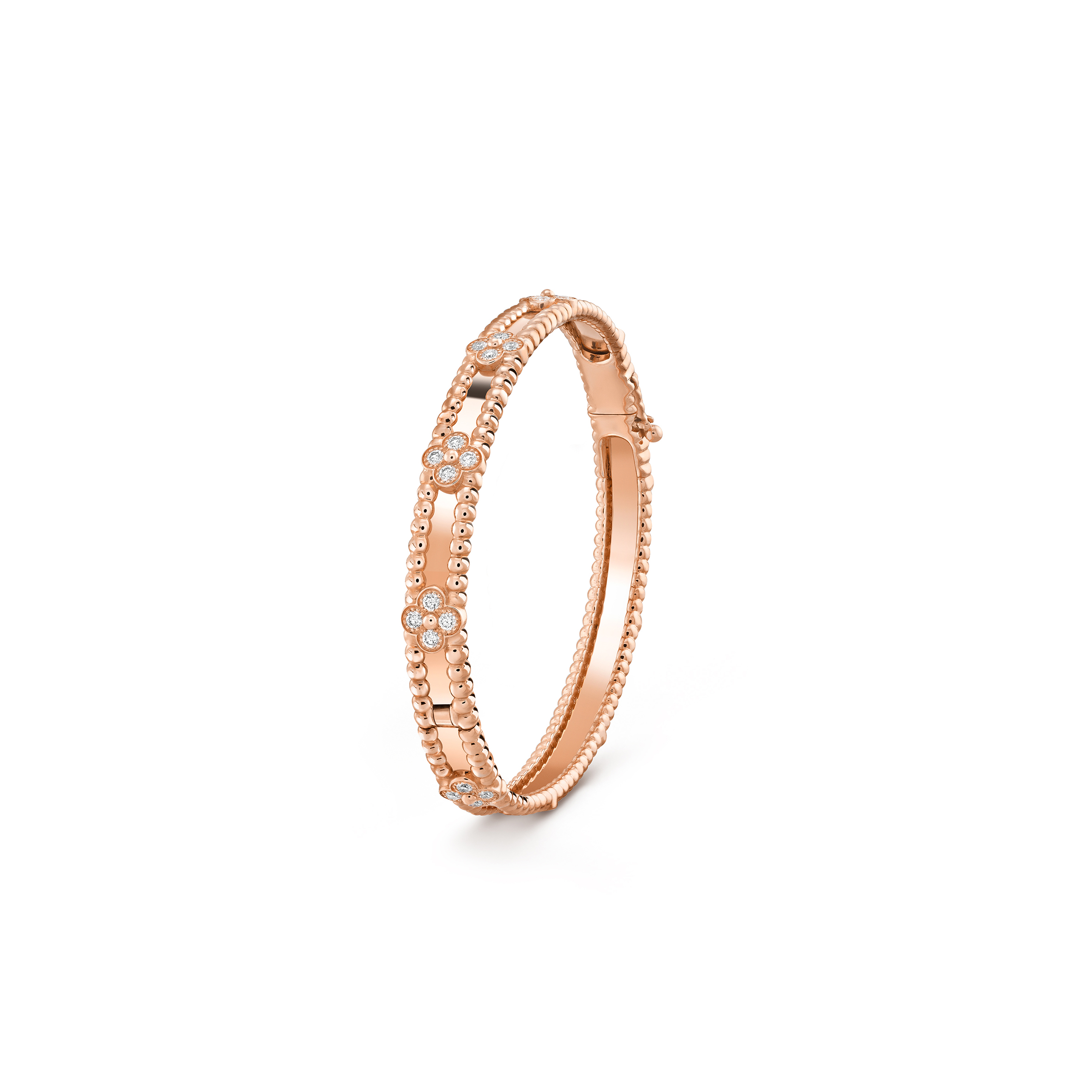 VAN CLEEF ARPELS PERLÉE SWEET CLOVERS BRACELET, EXTRA SMALL MODEL - ROSE GOLD, DIAMOND  VCARP6X000